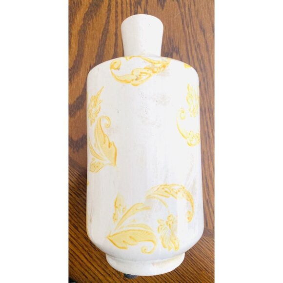 Anthropologie Distressed Patterned Vase Tall 8” High Dark Yellow - Picture 7 of 10